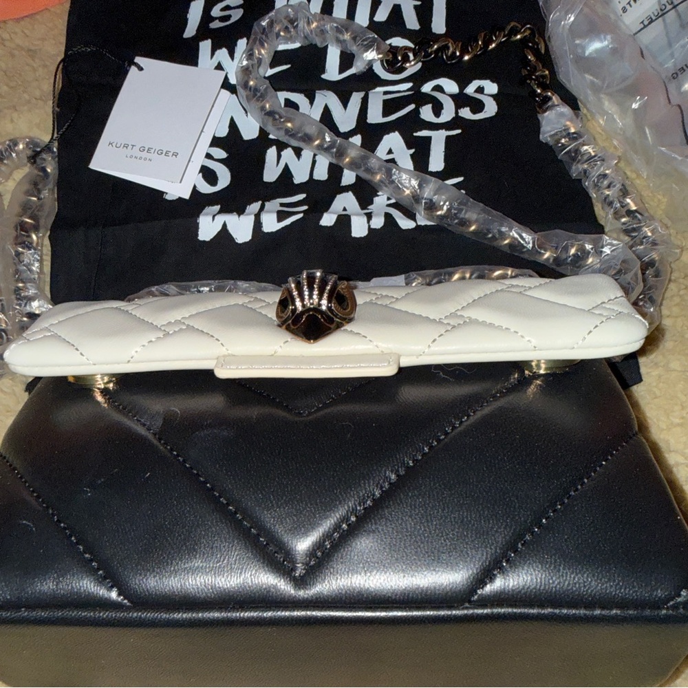 Kurt Geiger Two-Tone Quilted Crossbody — Cream and Black Bag NWT RARE - Picture 6 of 10